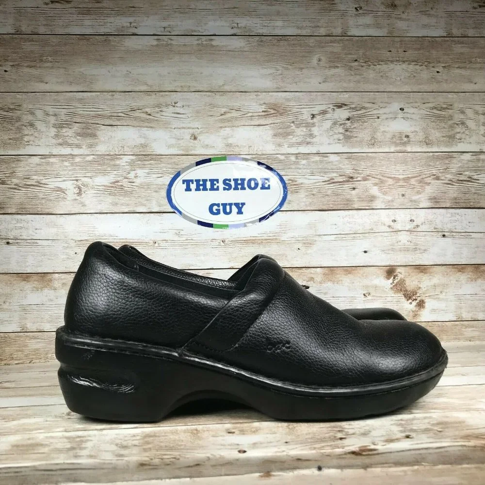 BOC BORN CONCEPT WOMEN'S SIZE 9.5 BLACK LEATHER CLOGS SHOES